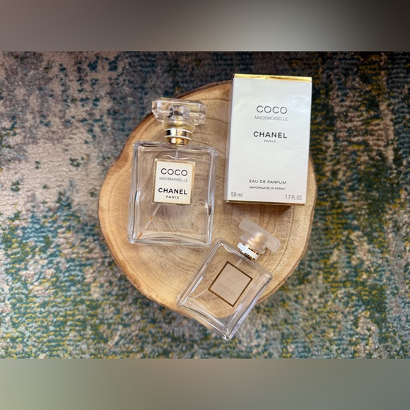 Set Coco Mademoiselle Chanel Paris empty glass perfume logo bottles - Picture 1 of 12